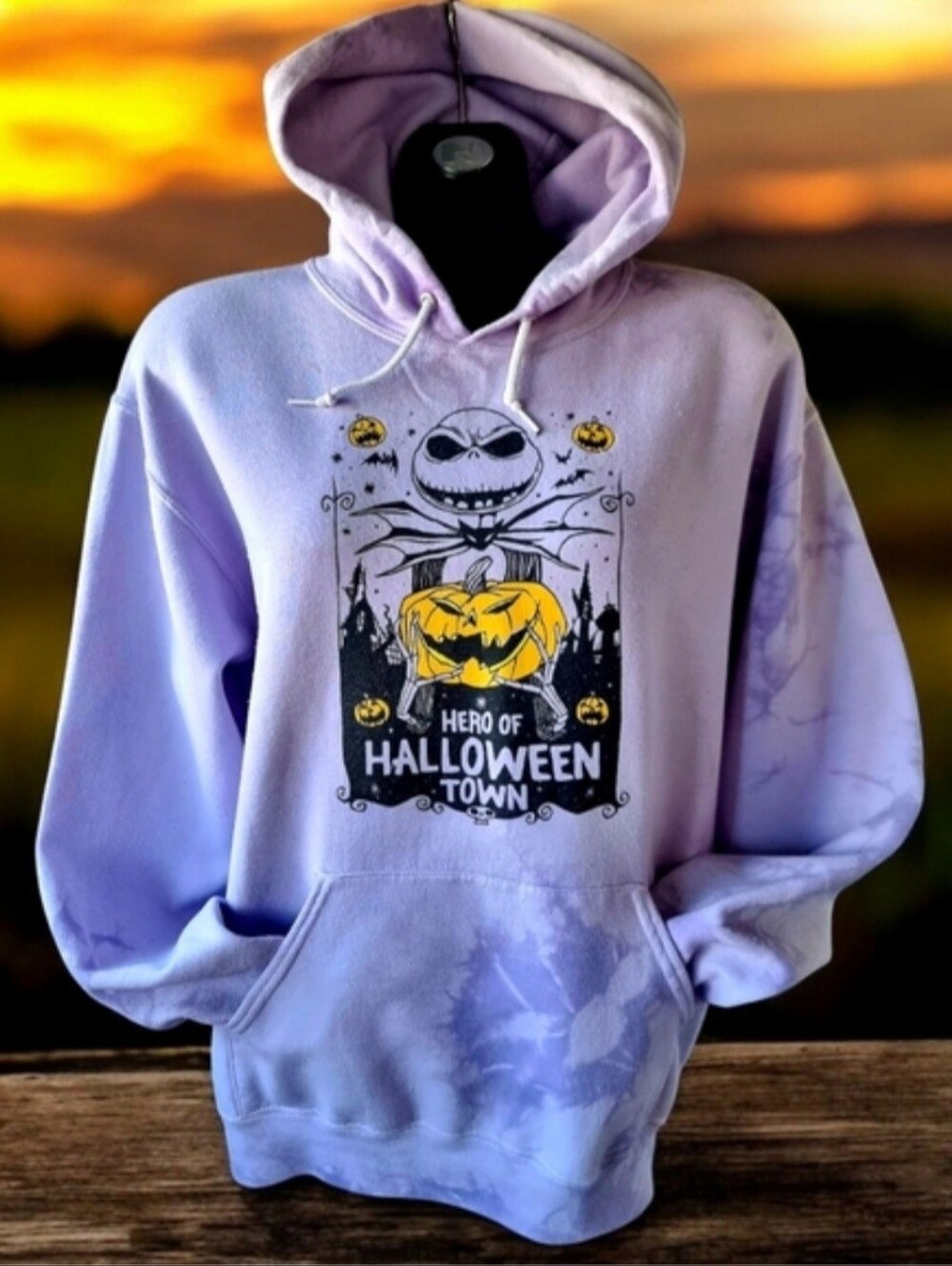 Disney Lilac Graphic Crewneck Hoodie - Halloween Pumpkin Jack Skellington Sz M